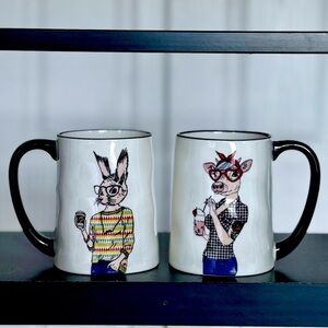 Signature Housewares Set of Two Adorable Animal Hipster Mugs